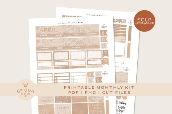 Classic Happy Planner Monthly Printable Planner Sticker Kit