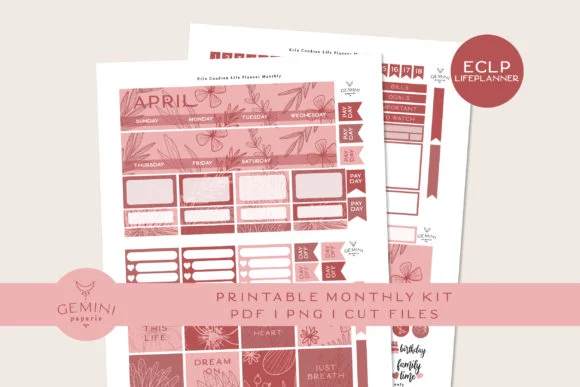 Classic Happy Planner Monthly Printable Planner Sticker Kit
