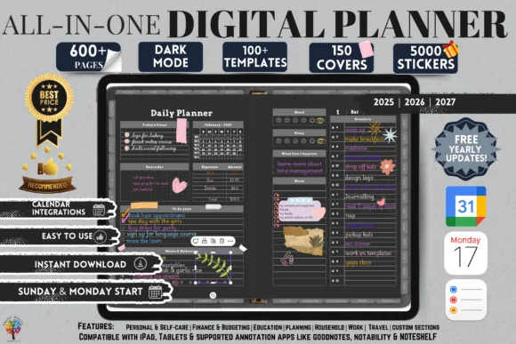 Dark Mode All in One Digital Planner