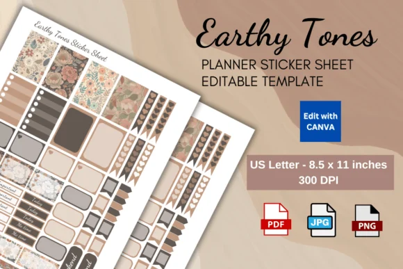 Earthy Tones Planner Sticker Sheet