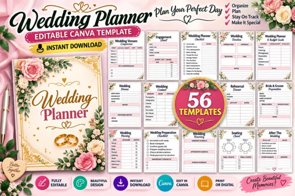 Editable Wedding Planner Canva Template