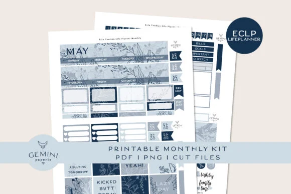 Monthly May Printable Planner Sticker Kit