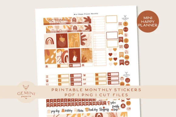 Monthly Printable Planner Sticker Kit