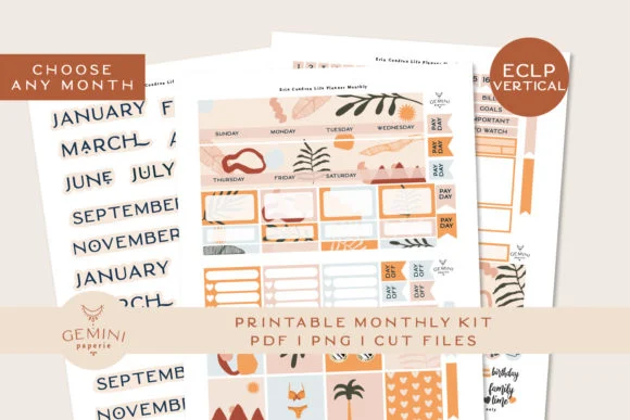 Monthly Printable Planner Stickers