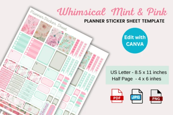 Planner Sticker Sheet Editable Template