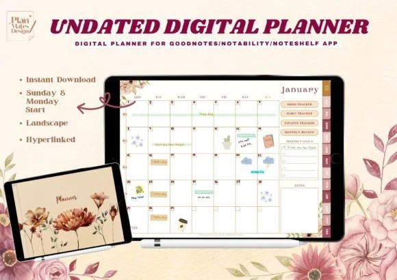 Undated Digital Planner for Goodnotes