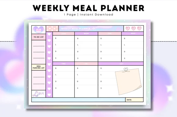 Weekly Meal Planner • Cozy Pastel